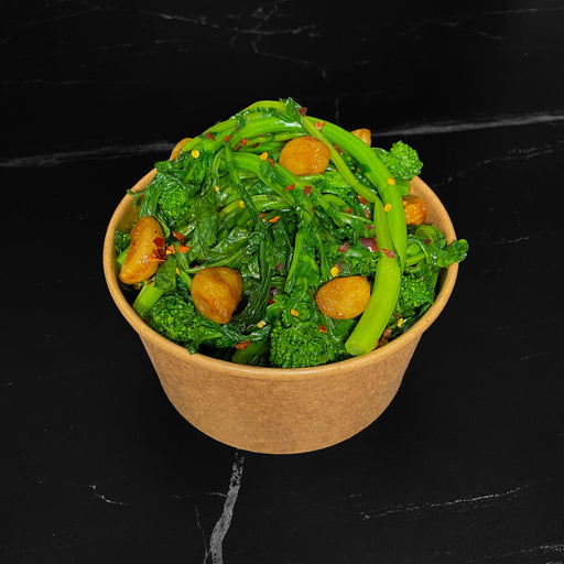 Grilled Rapini with Roasted Garlic and Chilis